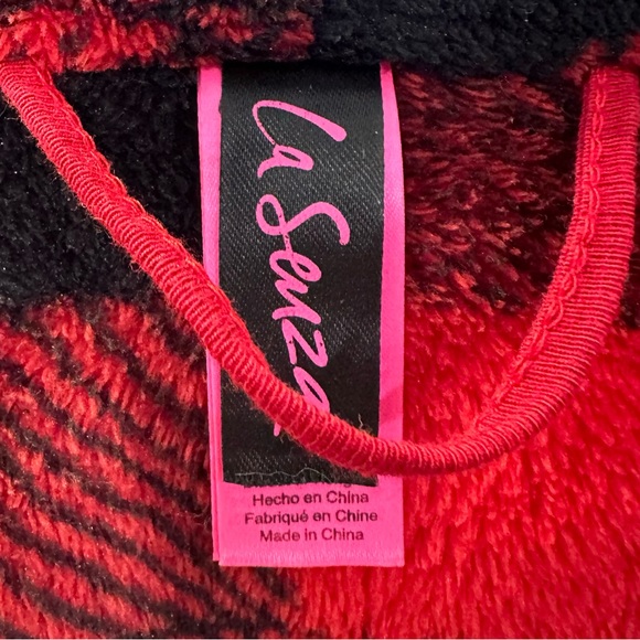 La Senza Buffalo Plaid Red And Black Plush Robe Size L/XL - Picture 6 of 10